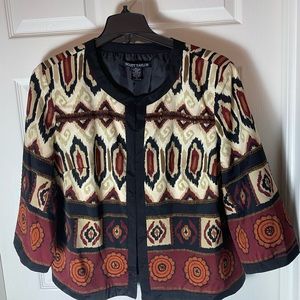 Women’s Jacket Blazer Black Tan detail trim Beading   Plus Size 1X